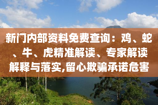 新門(mén)內(nèi)部資料免費(fèi)查詢：雞、蛇、牛、虎精準(zhǔn)解讀、專家解讀解釋與落實(shí),留心欺騙承諾危害