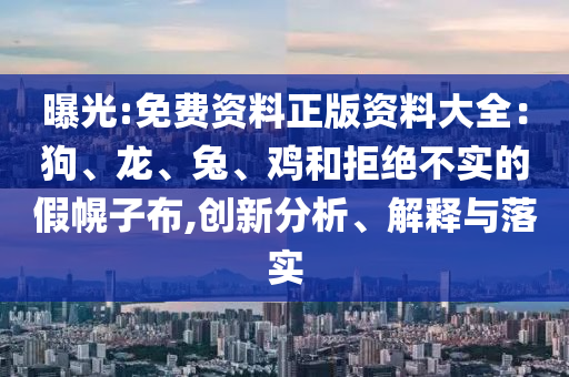 曝光:免費(fèi)資料正版資料大全：狗、龍、兔、雞和拒絕不實(shí)的假幌子布,創(chuàng)新分析、解釋與落實(shí)